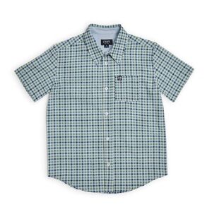 Chaps Plaid Short Sleeve Button Down Shirt Size 18 Big Kid Boy in Green/…